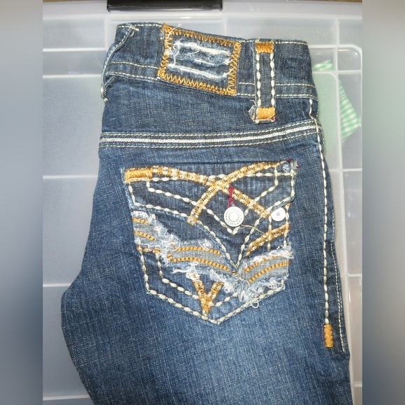 Hydraulic Embroidered Button Flap Pedal Pushers/Knee Length Shorts Size 0 - Picture 2 of 3